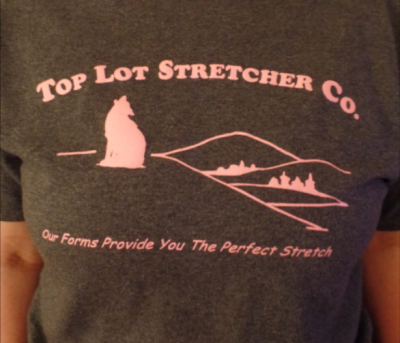 Top Lot Stretcher Co. T-shirt - Heather Grey w Pink Lettering